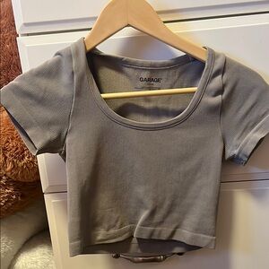 Garage Light Brown Ribbed Crop Top